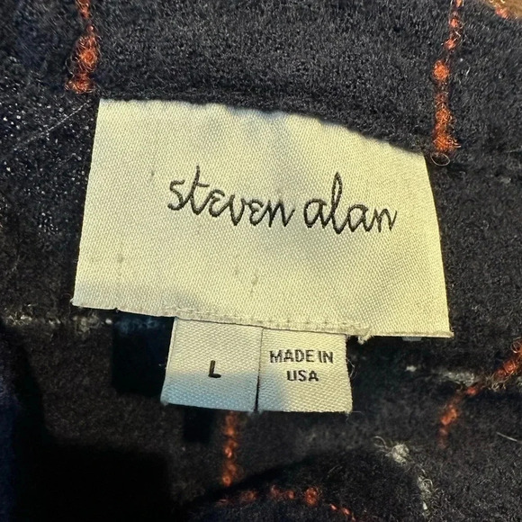 Steve Alan Wool Navy Plaid Oversized Tunic Blouse Dress Button Down Size Large - Picture 4 of 6